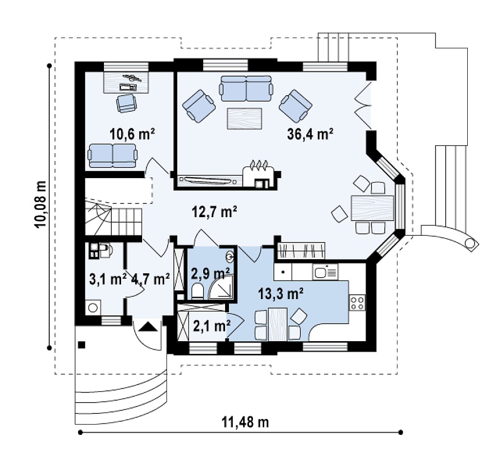 Первый этаж 85,9 м²