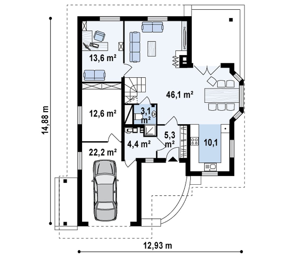 Первый этаж 117,4 м²