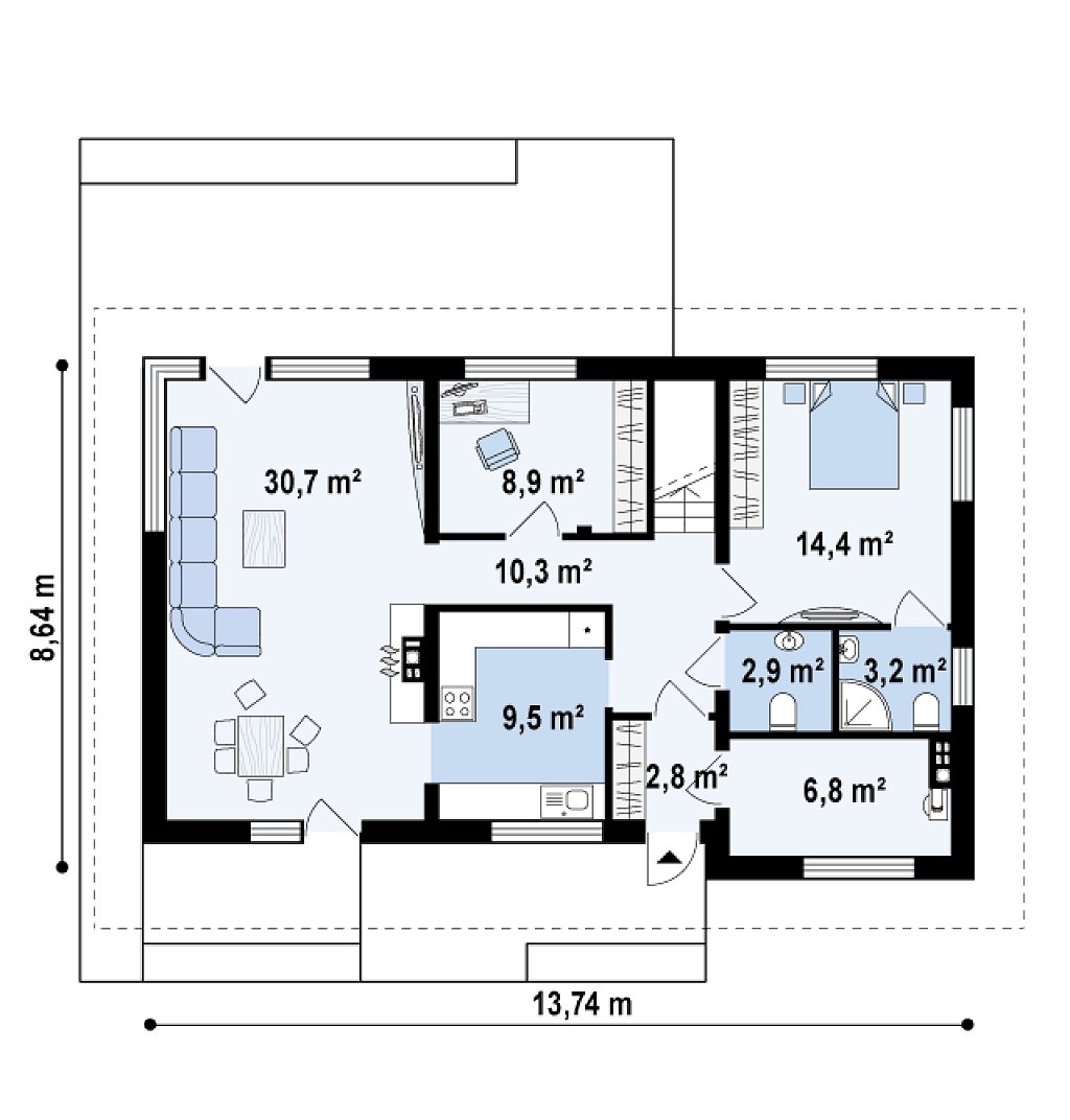 Первый этаж 89,5 м²