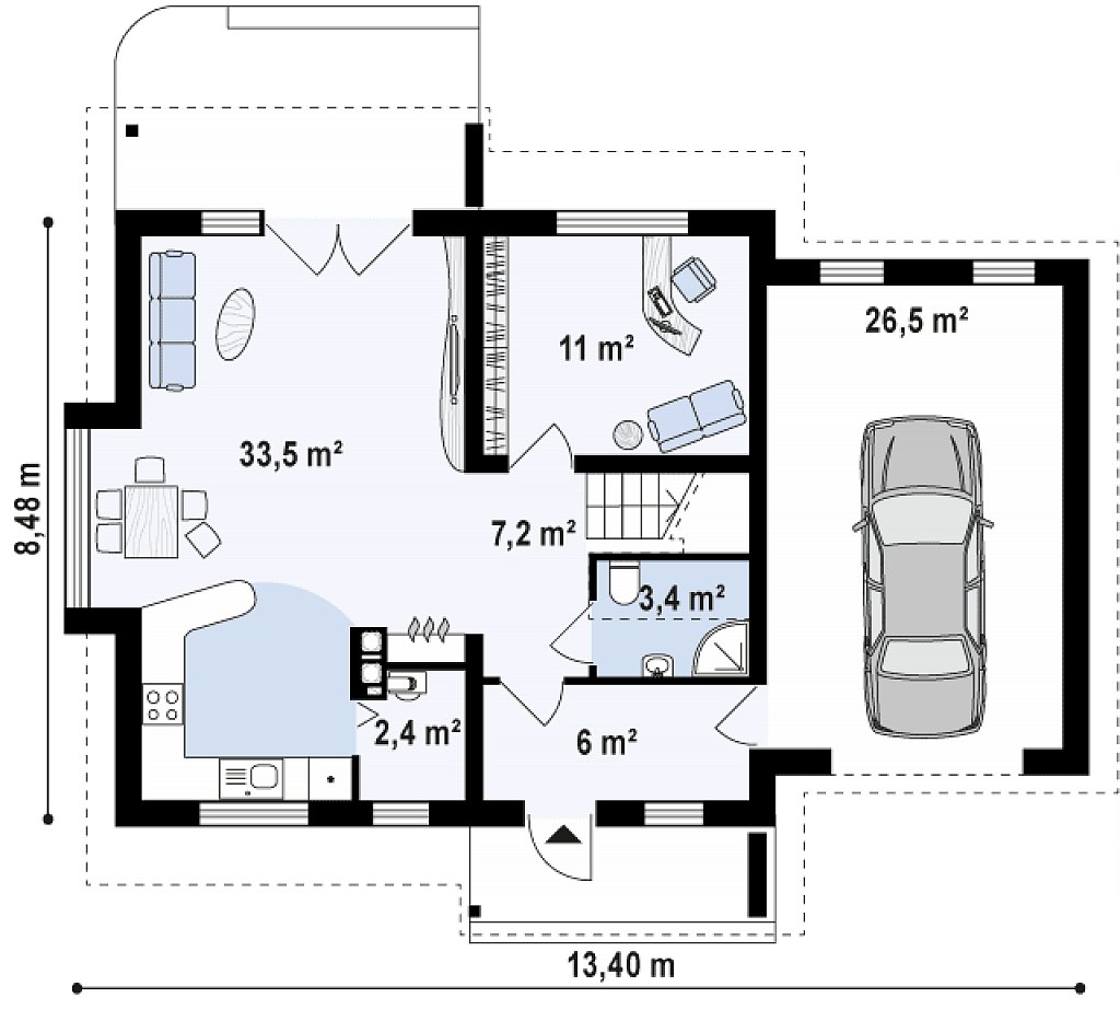 Первый этаж 62,9 м²