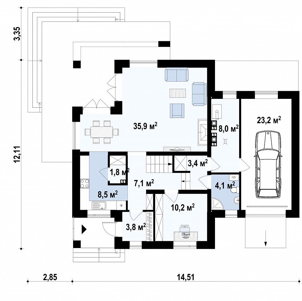 Первый этаж 127,5 м²