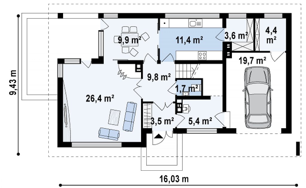 Первый этаж 95,9 м²