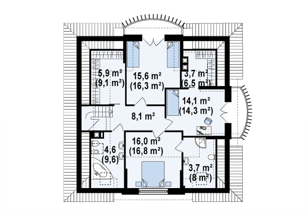 Второй этаж 88,6 м²