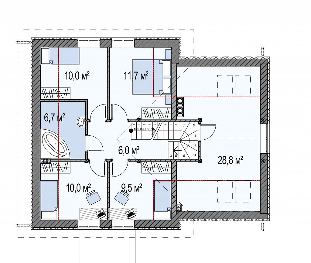 Второй этаж 53,2 м²