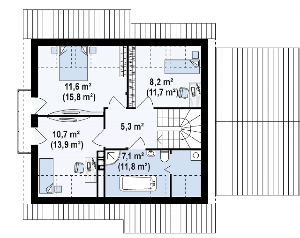 Второй этаж 57,5 м²