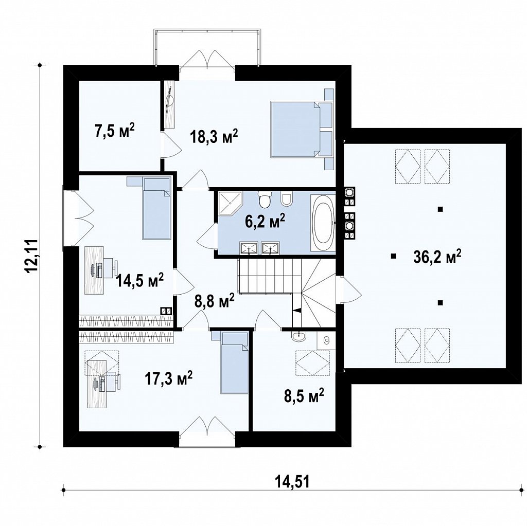 Второй этаж 113,8 м²