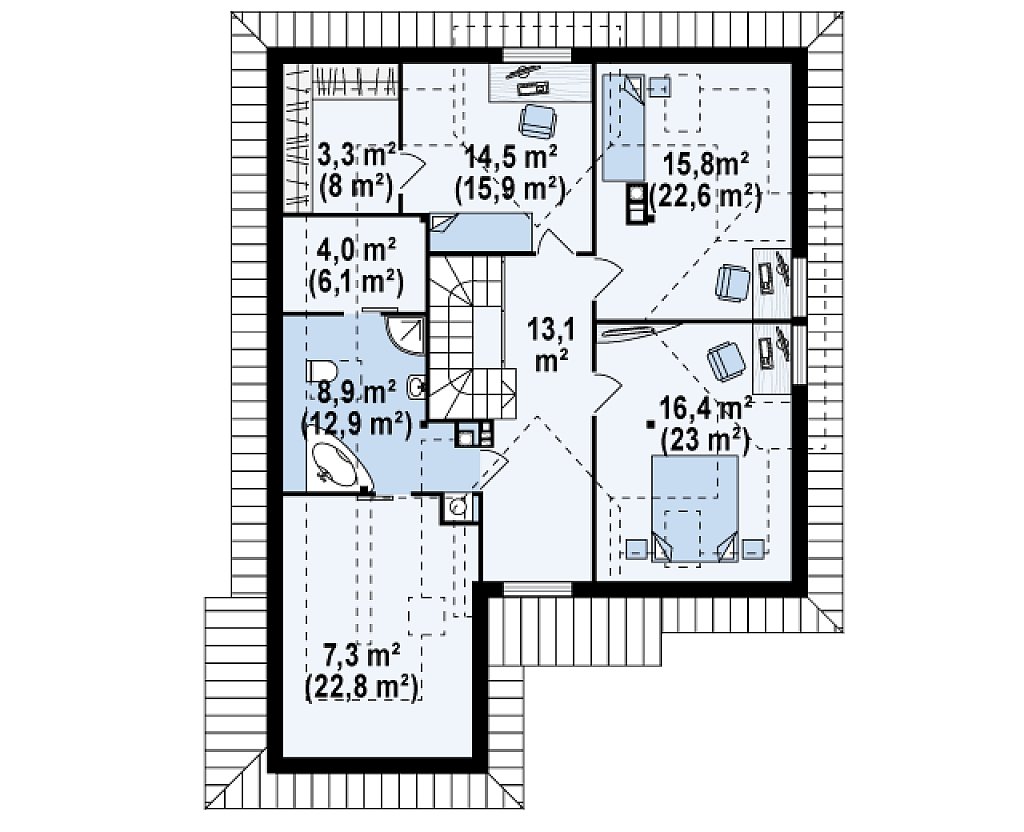 Второй этаж 124,4 м²