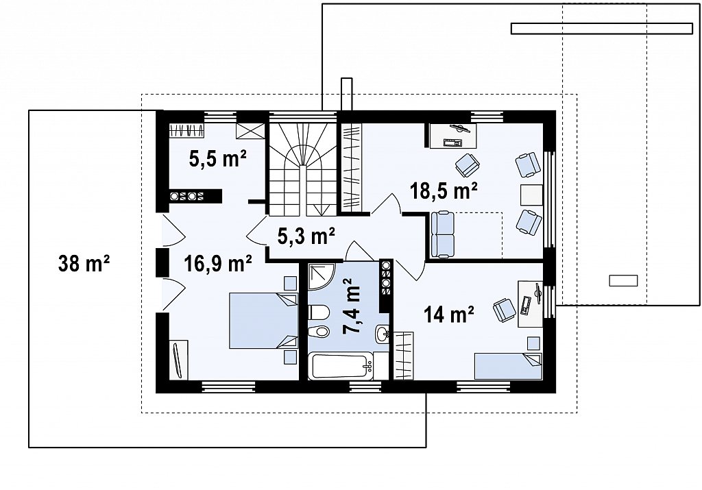 Второй этаж 67,5 м²