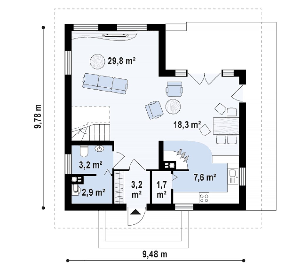 Первый этаж 67,4 м²