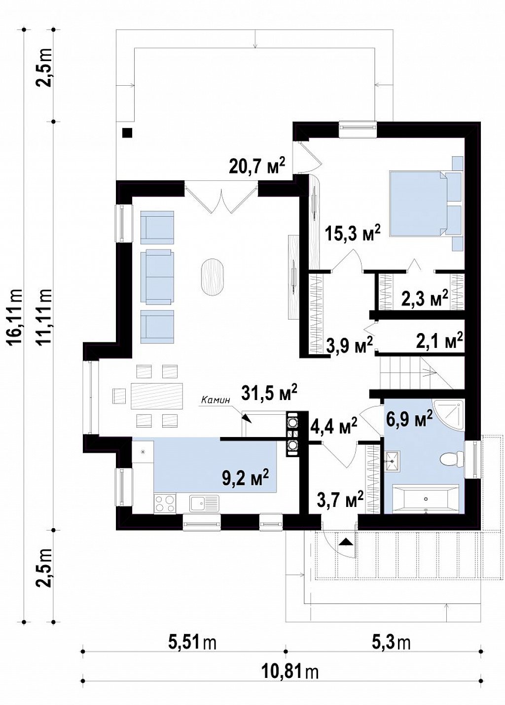 Первый этаж 88,6 м²