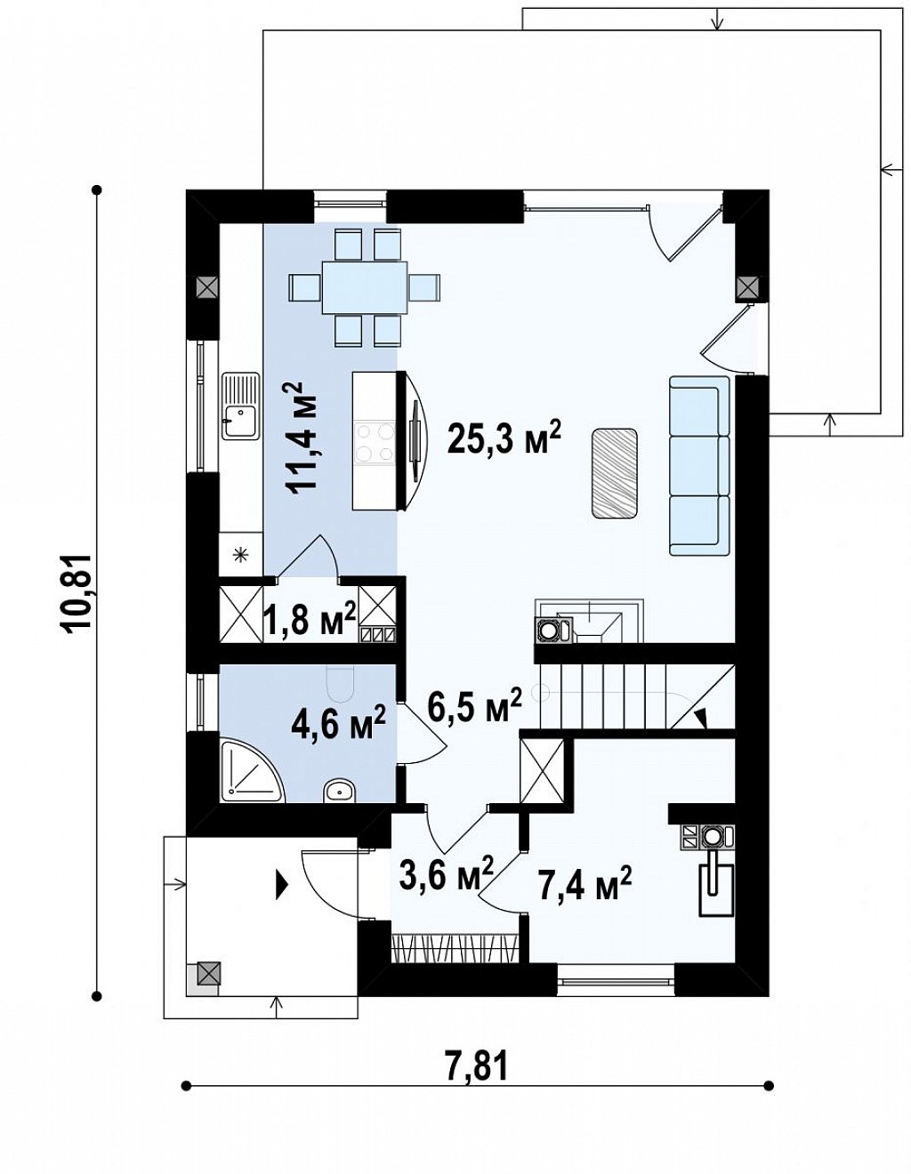 Первый этаж 68,7 м²
