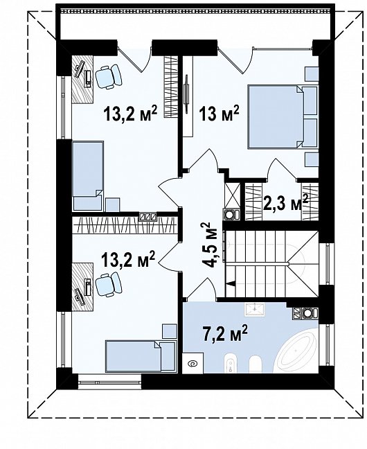 Второй этаж 54,0 м²
