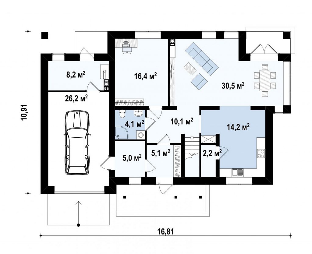 Первый этаж 118,5 м²