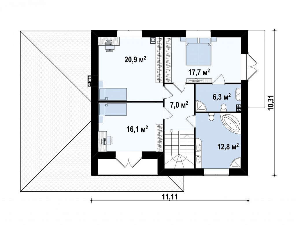 Второй этаж 80,9 м²