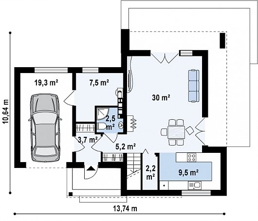 Первый этаж 80,0 м²