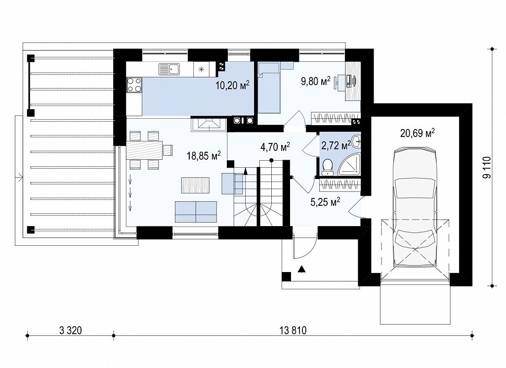 Первый этаж 90,6 м²