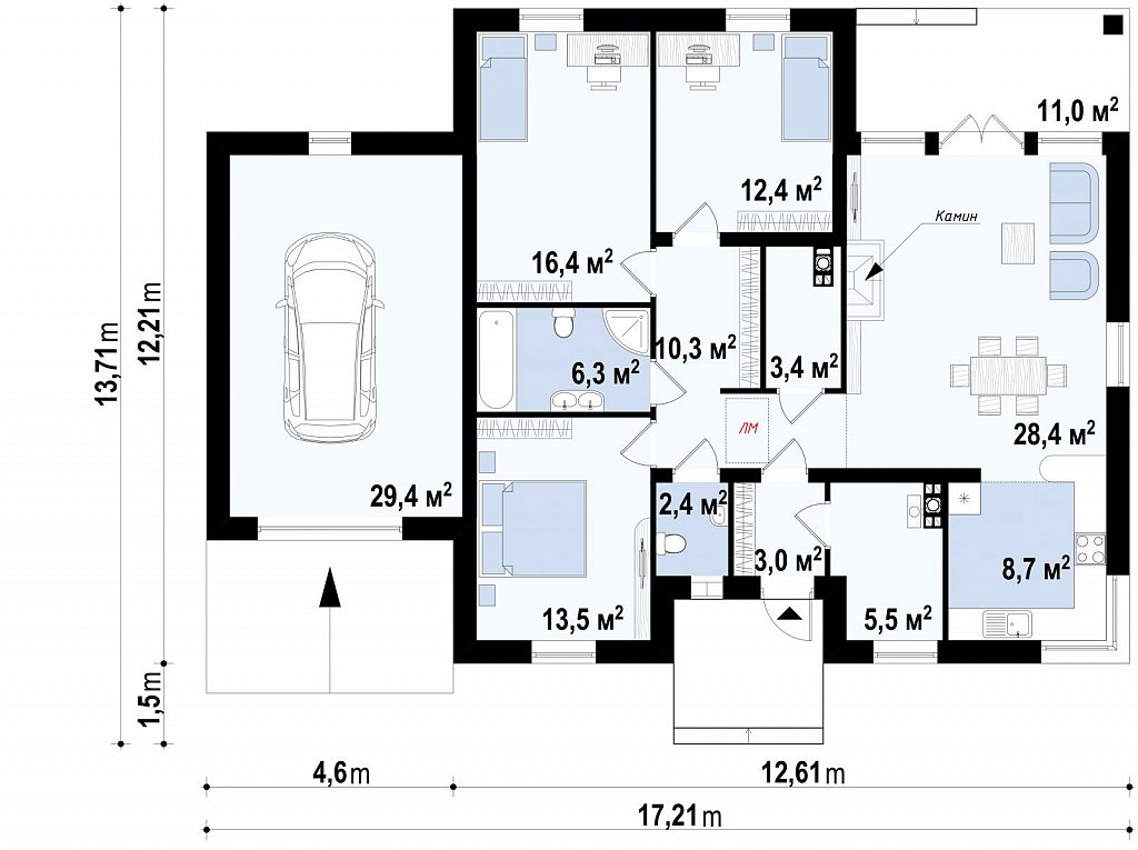 Первый этаж 143,6 м²