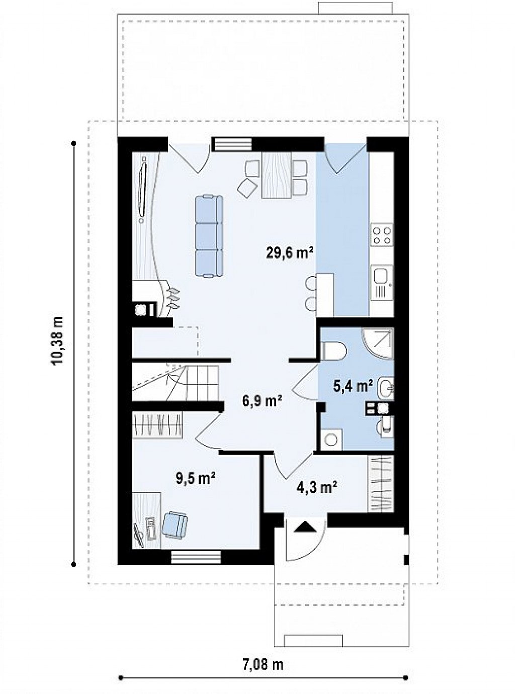 Первый этаж 57,1 м²