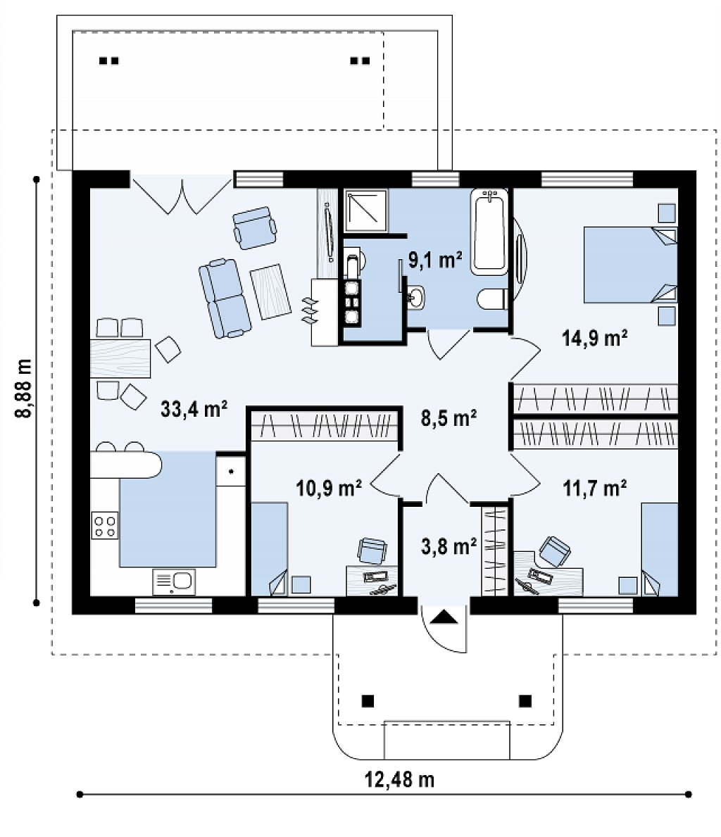 Первый этаж 92,4 м²