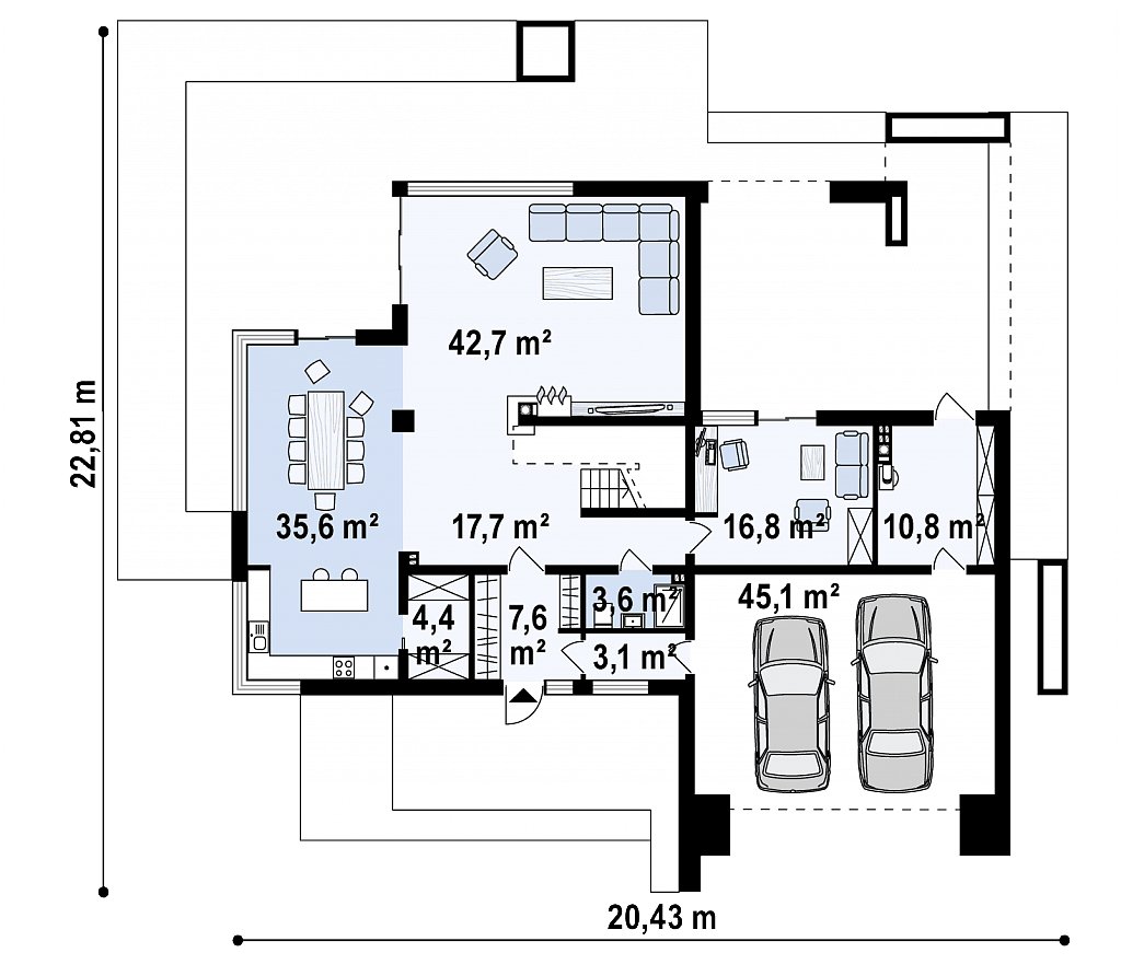 Первый этаж 187,3 м²