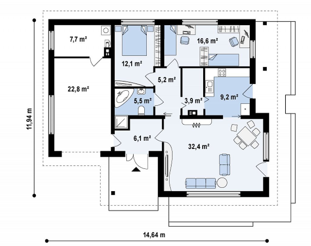 Первый этаж 121,9 м²