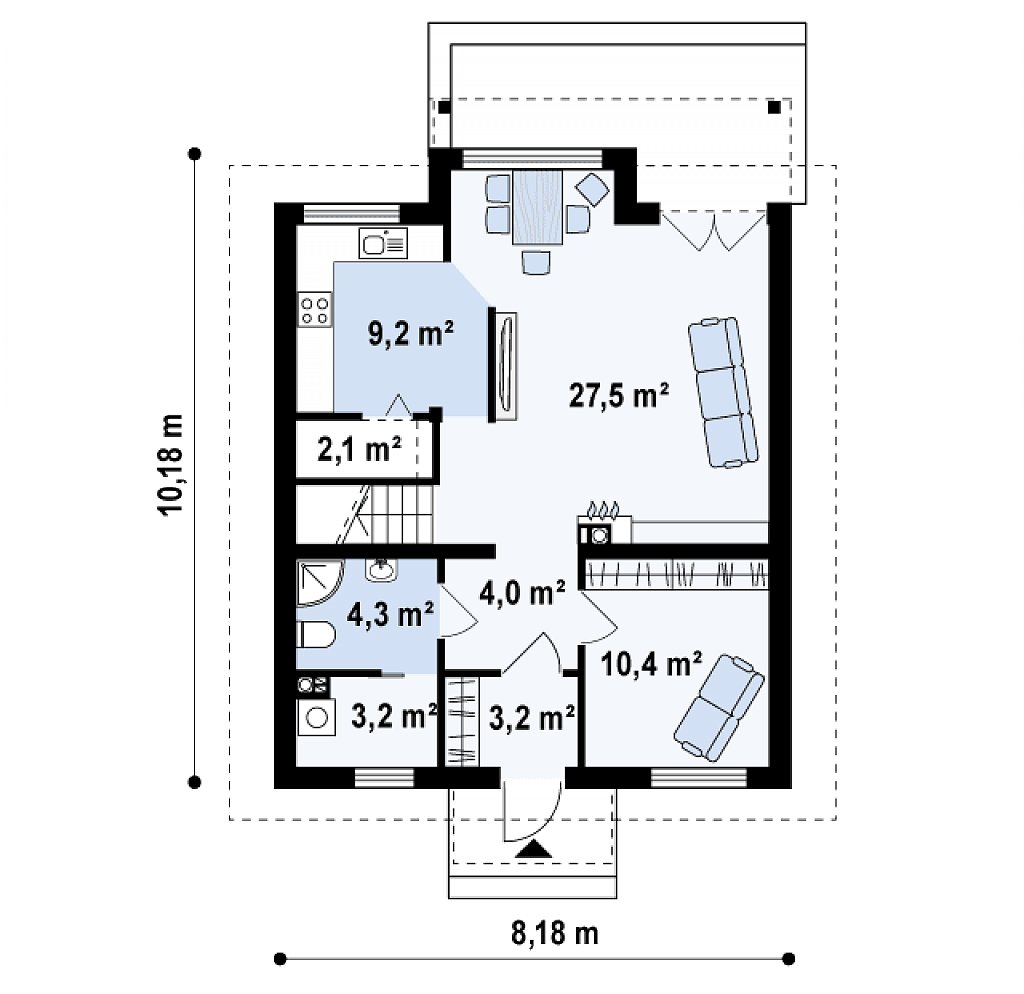 Первый этаж 64,0 м²