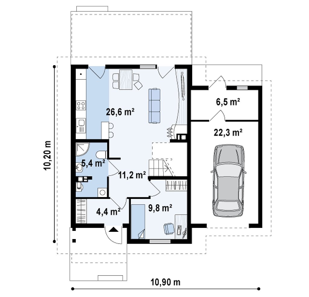 Первый этаж 86,0 м²