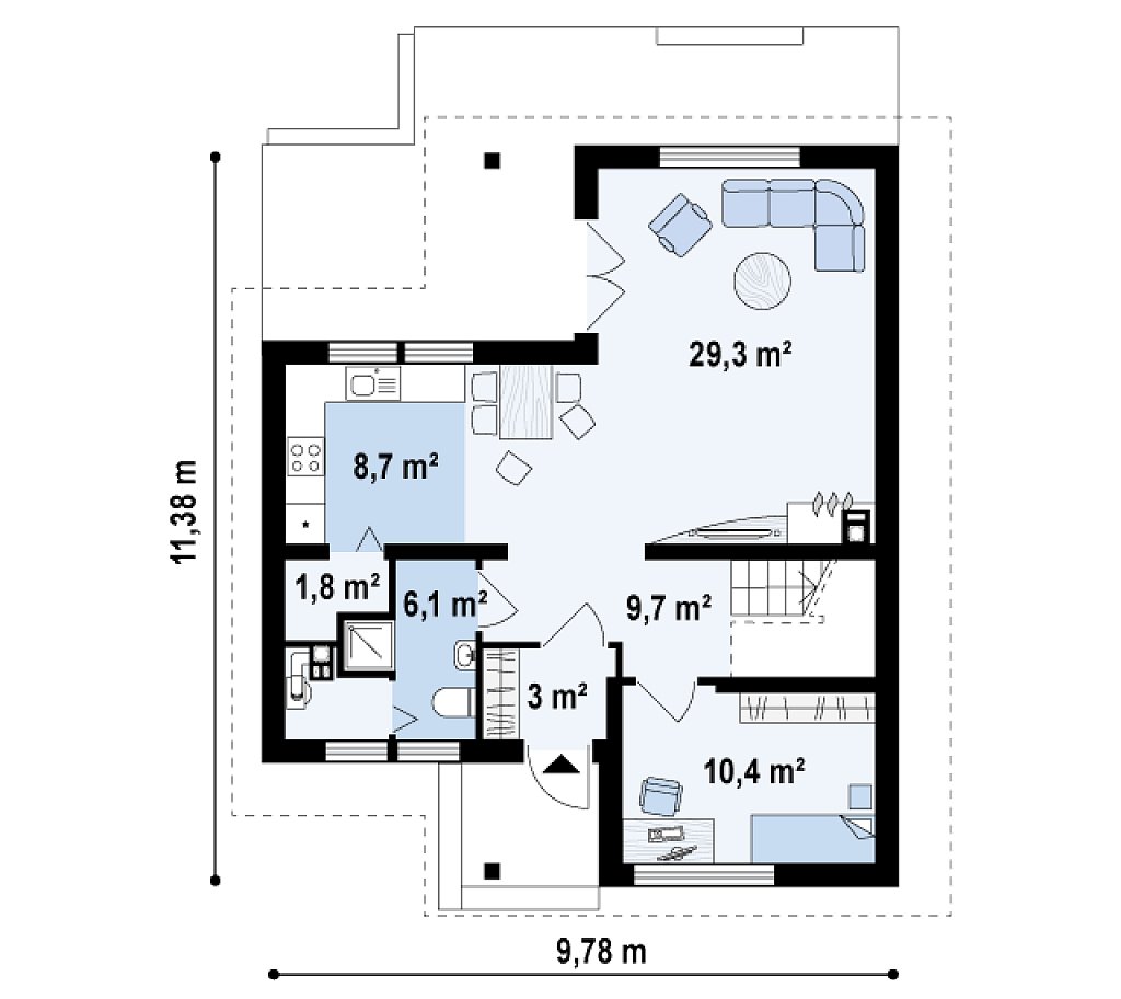 Первый этаж 69,1 м²