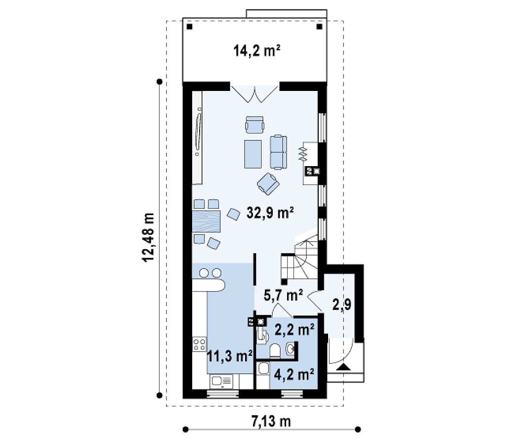Первый этаж 59,2 м²
