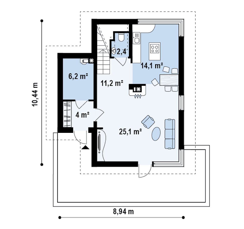 Первый этаж 63,0 м²