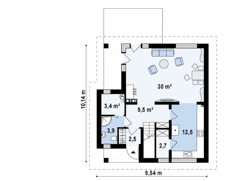 Первый этаж 64,6 м²