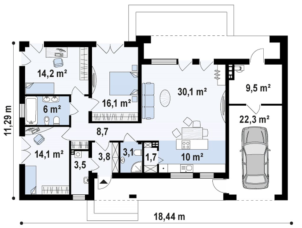 Первый этаж 143,3 м²