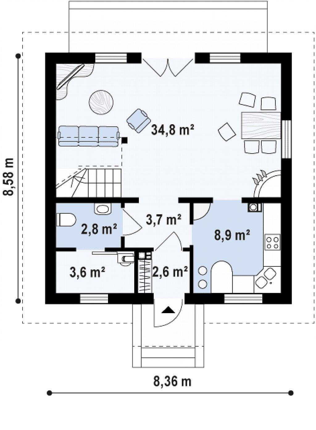 Первый этаж 56,5 м²