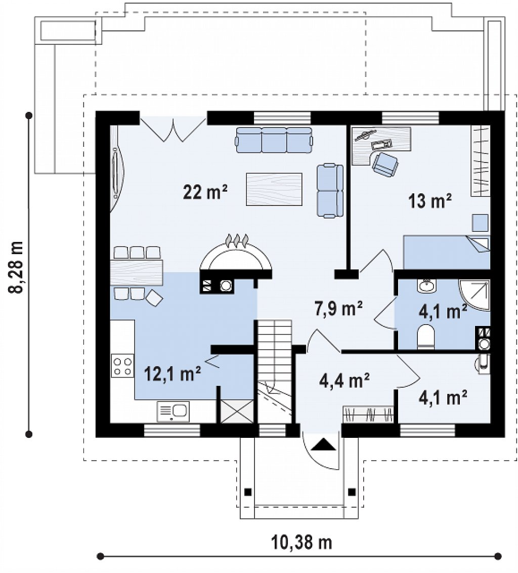Первый этаж 68,2 м²