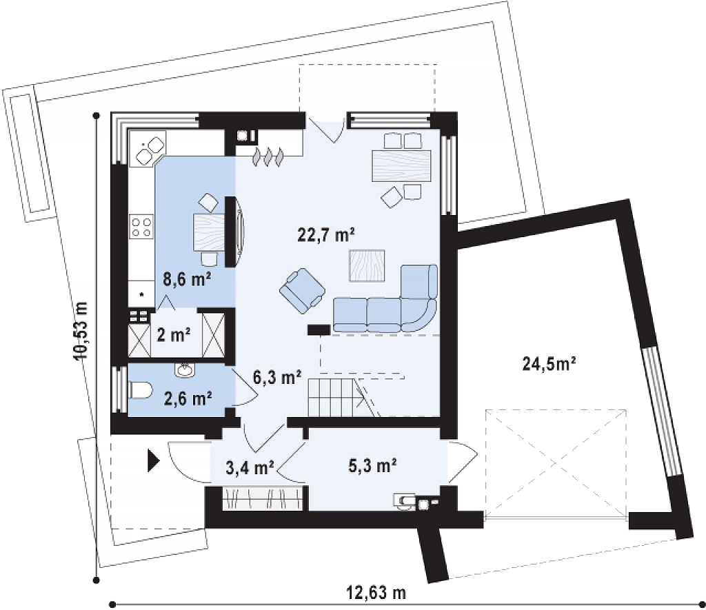 Первый этаж 75,3 м²