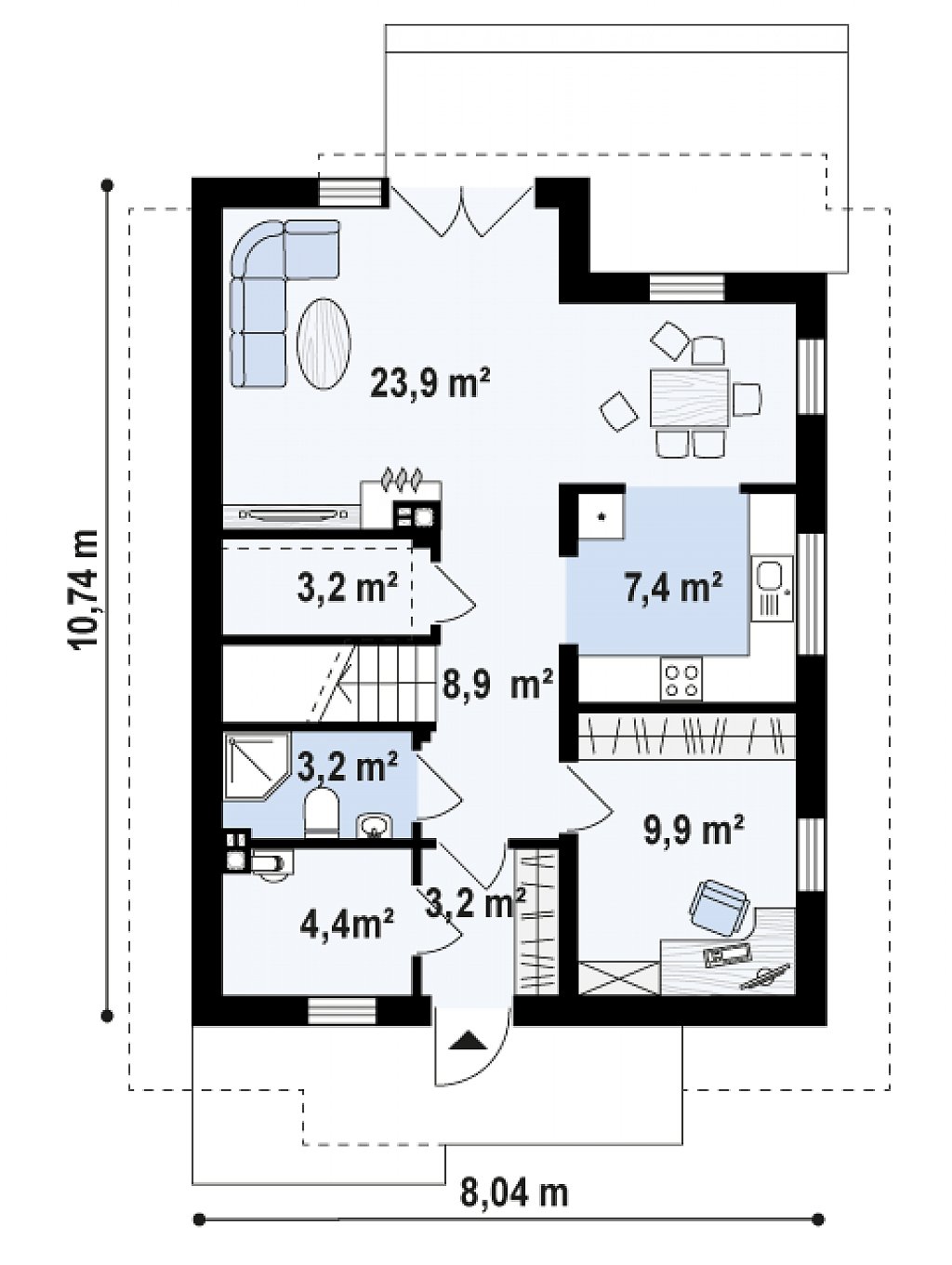 Первый этаж 63,9 м²