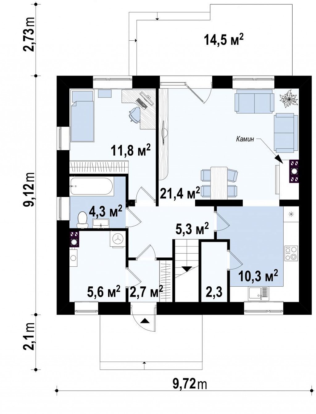 Первый этаж 70,3 м²