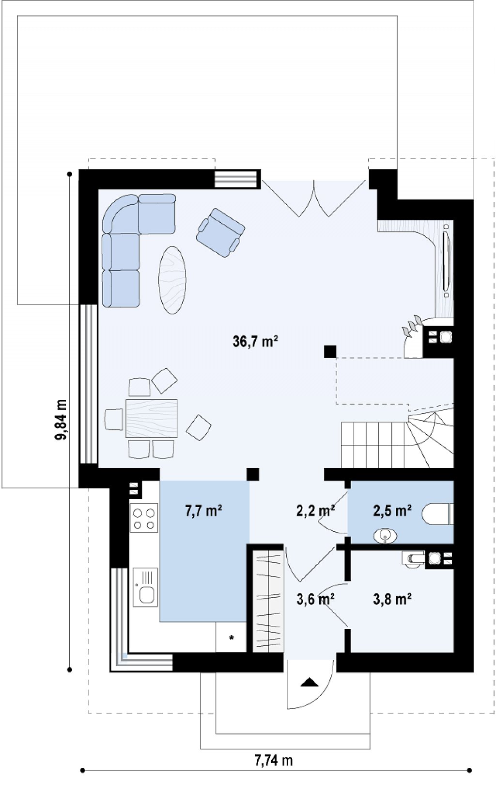 Первый этаж 56,6 м²