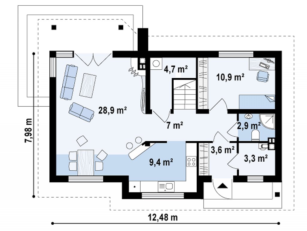 Первый этаж 70,8 м²