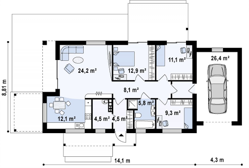 Первый этаж 121,3 м²