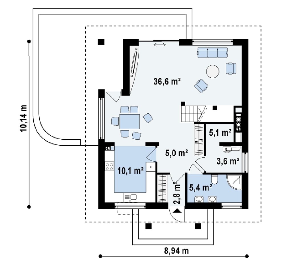 Первый этаж 68,5 м²