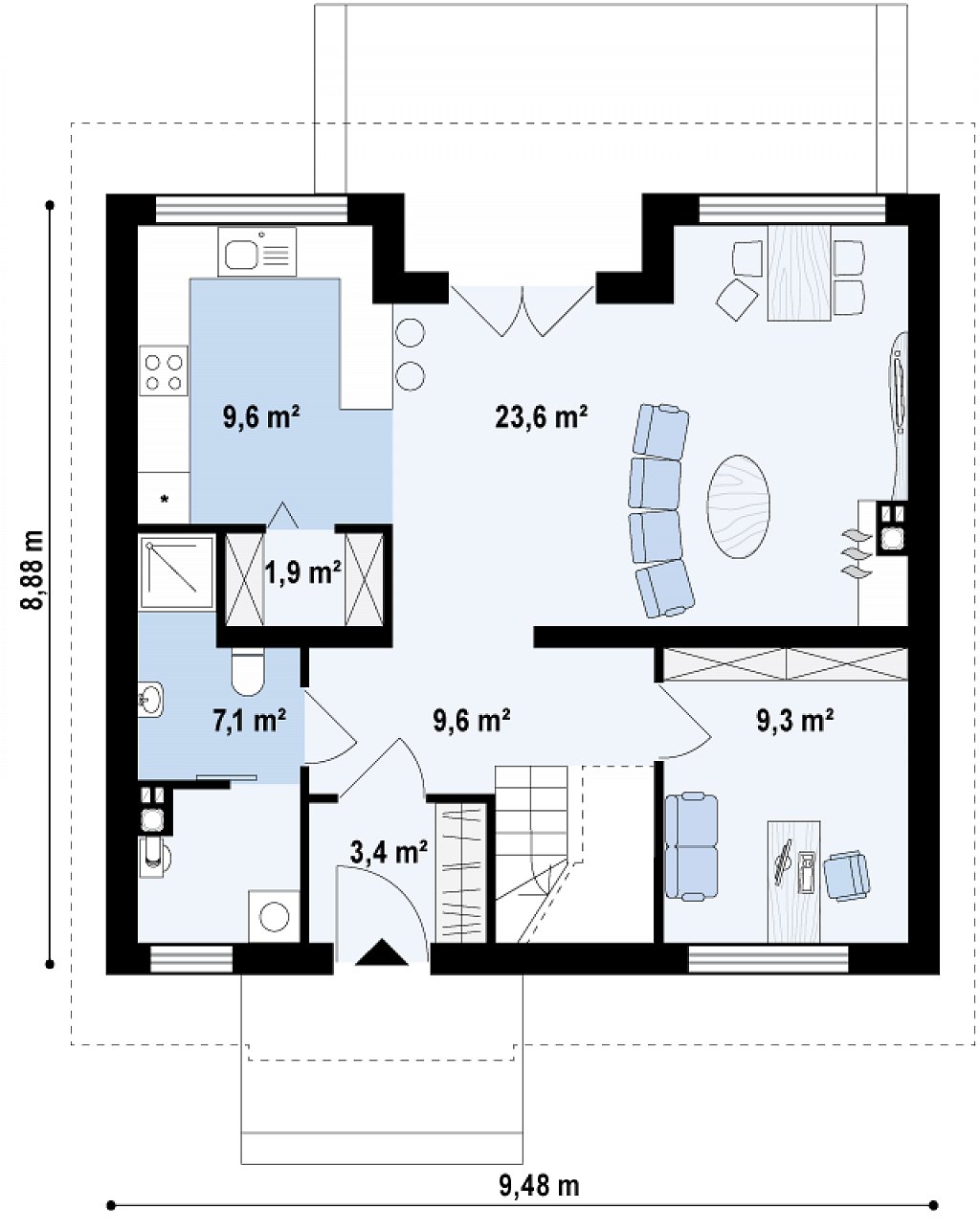 Первый этаж 64,6 м²