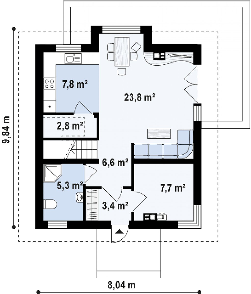 Первый этаж 57,0 м²