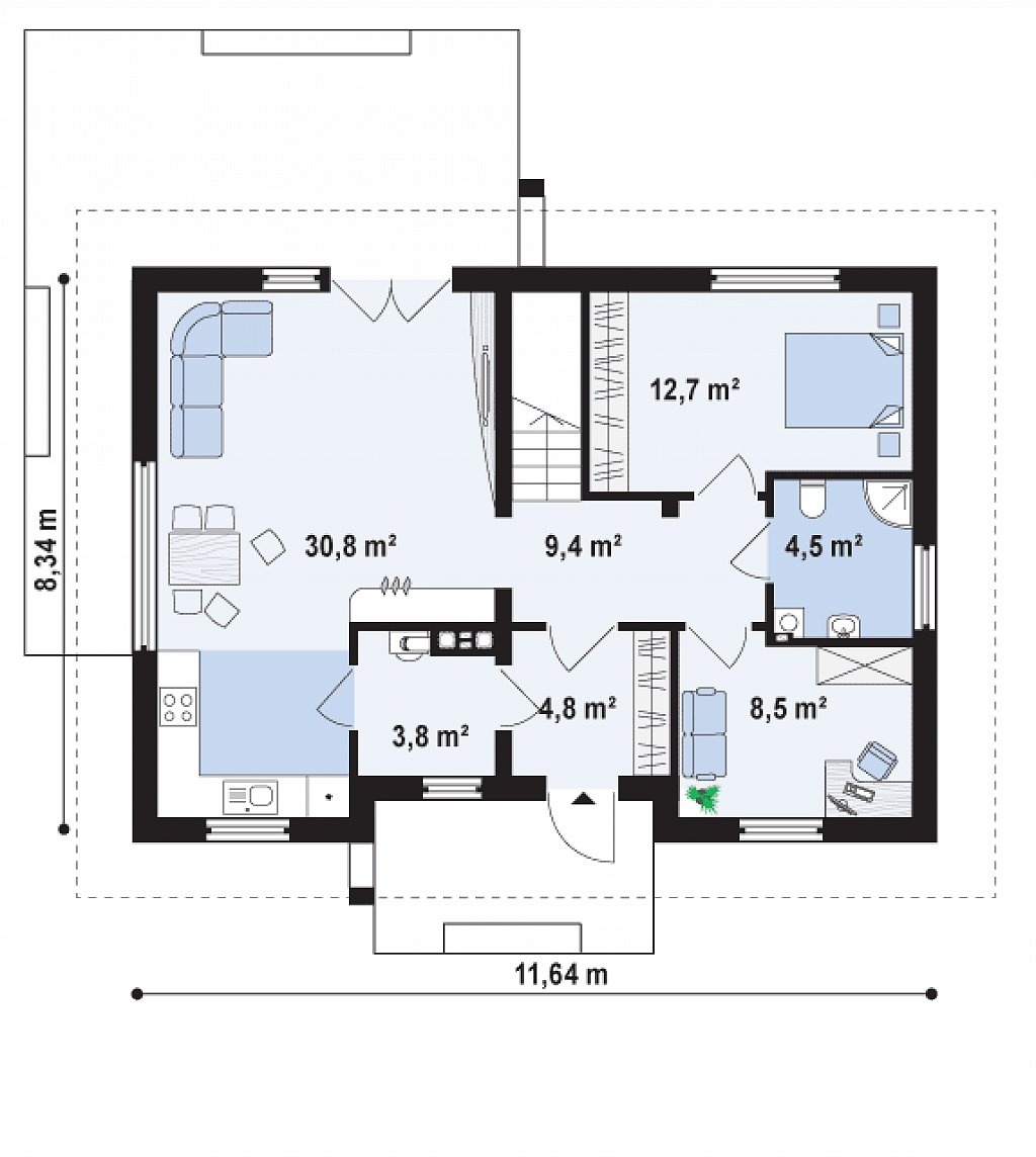 Первый этаж 74,6 м²