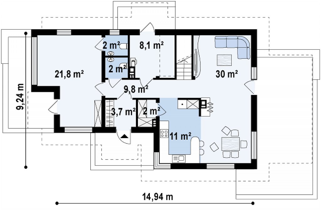Первый этаж 90,4 м²