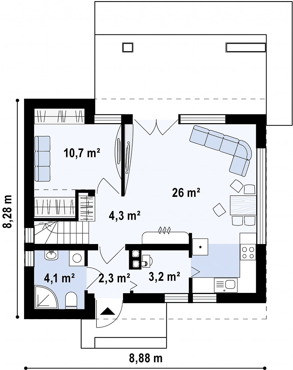 Первый этаж 50,8 м²