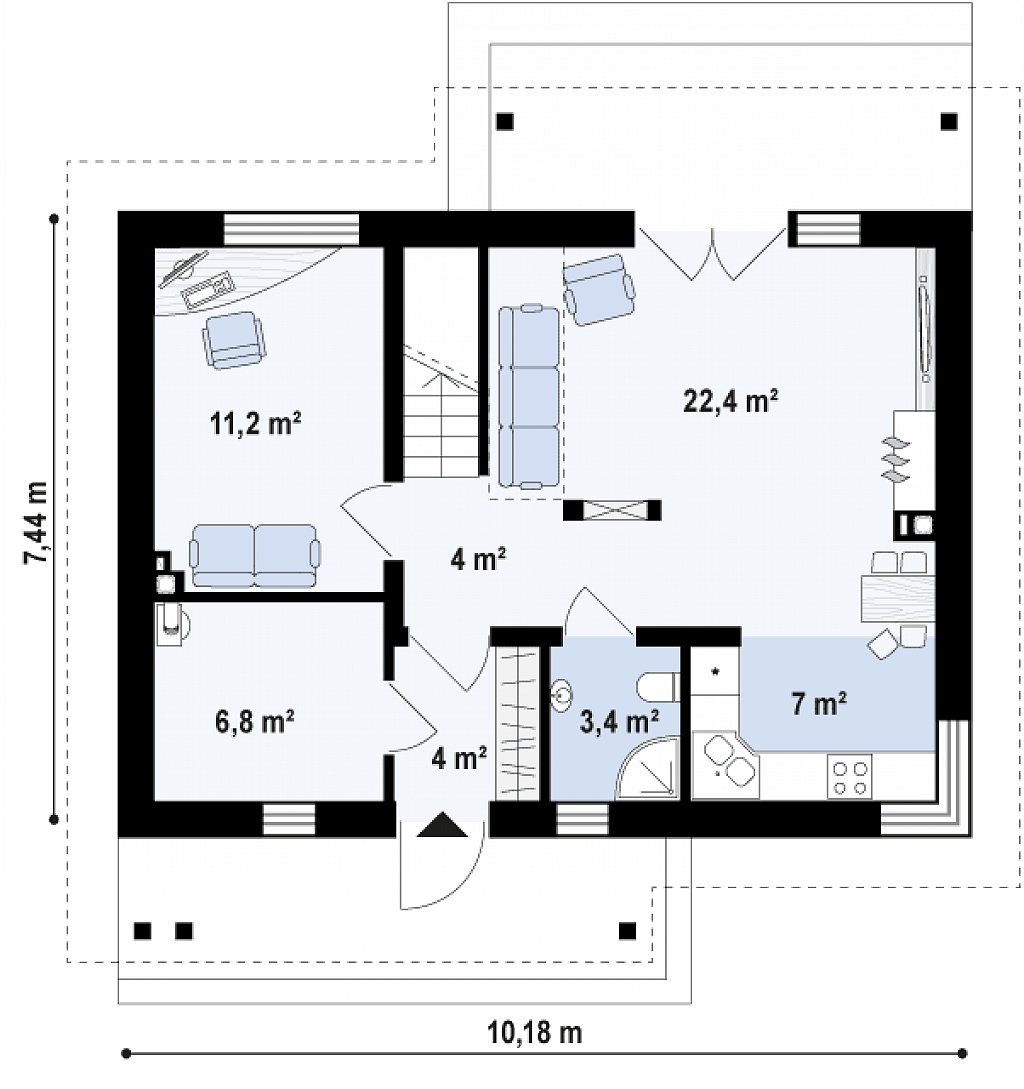 Первый этаж 58,8 м²