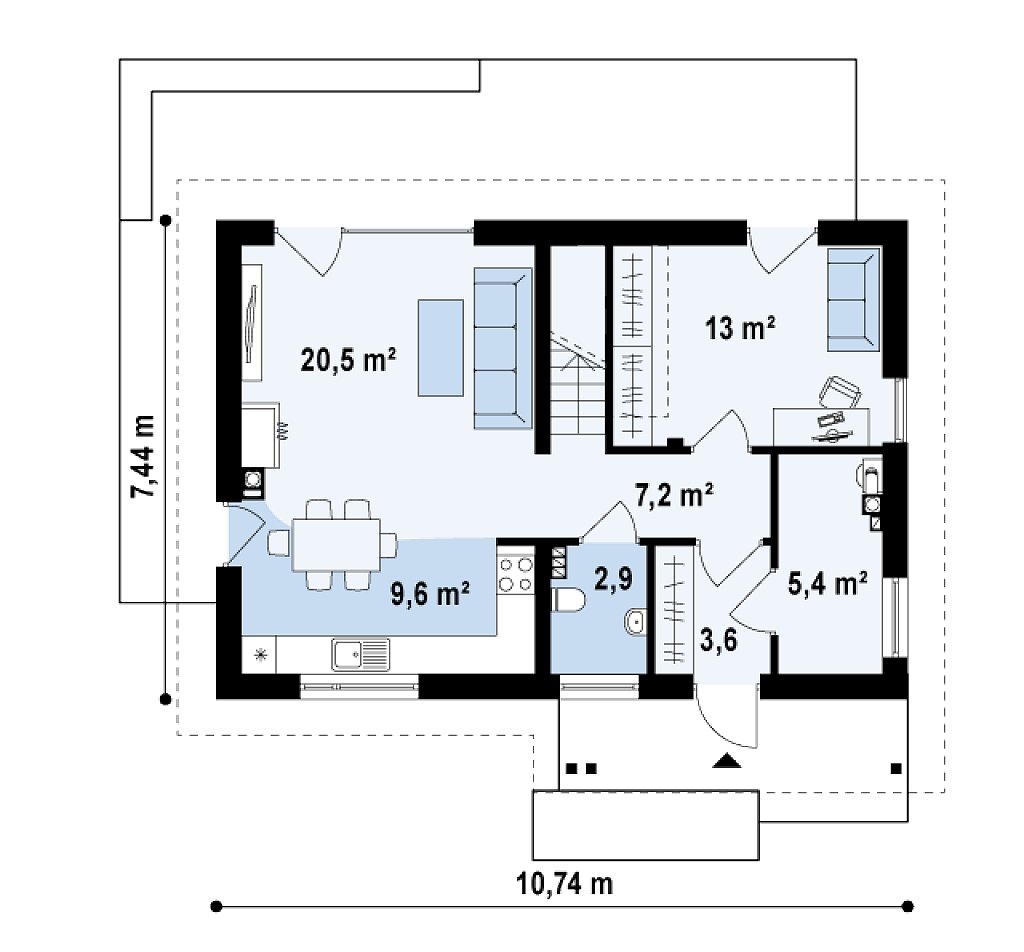 Первый этаж 62,2 м²