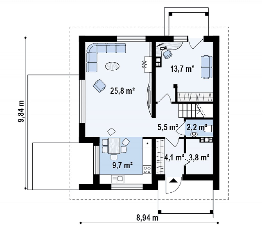 Первый этаж 64,7 м²