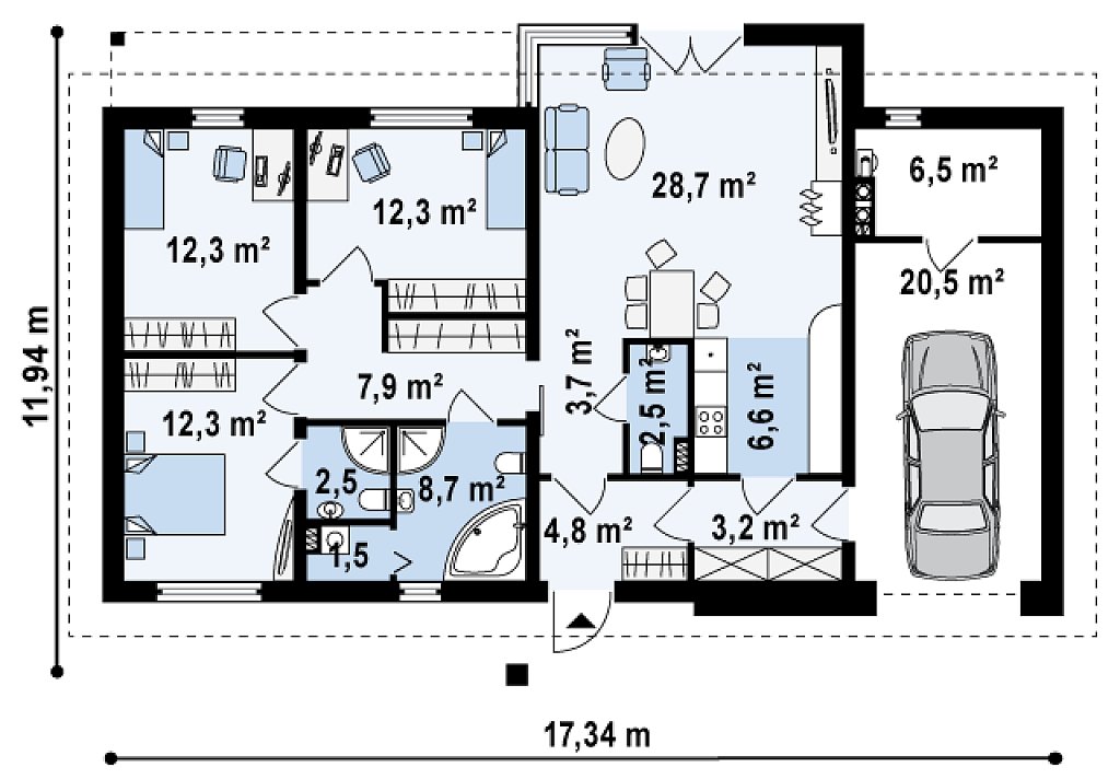 Первый этаж 134,0 м²